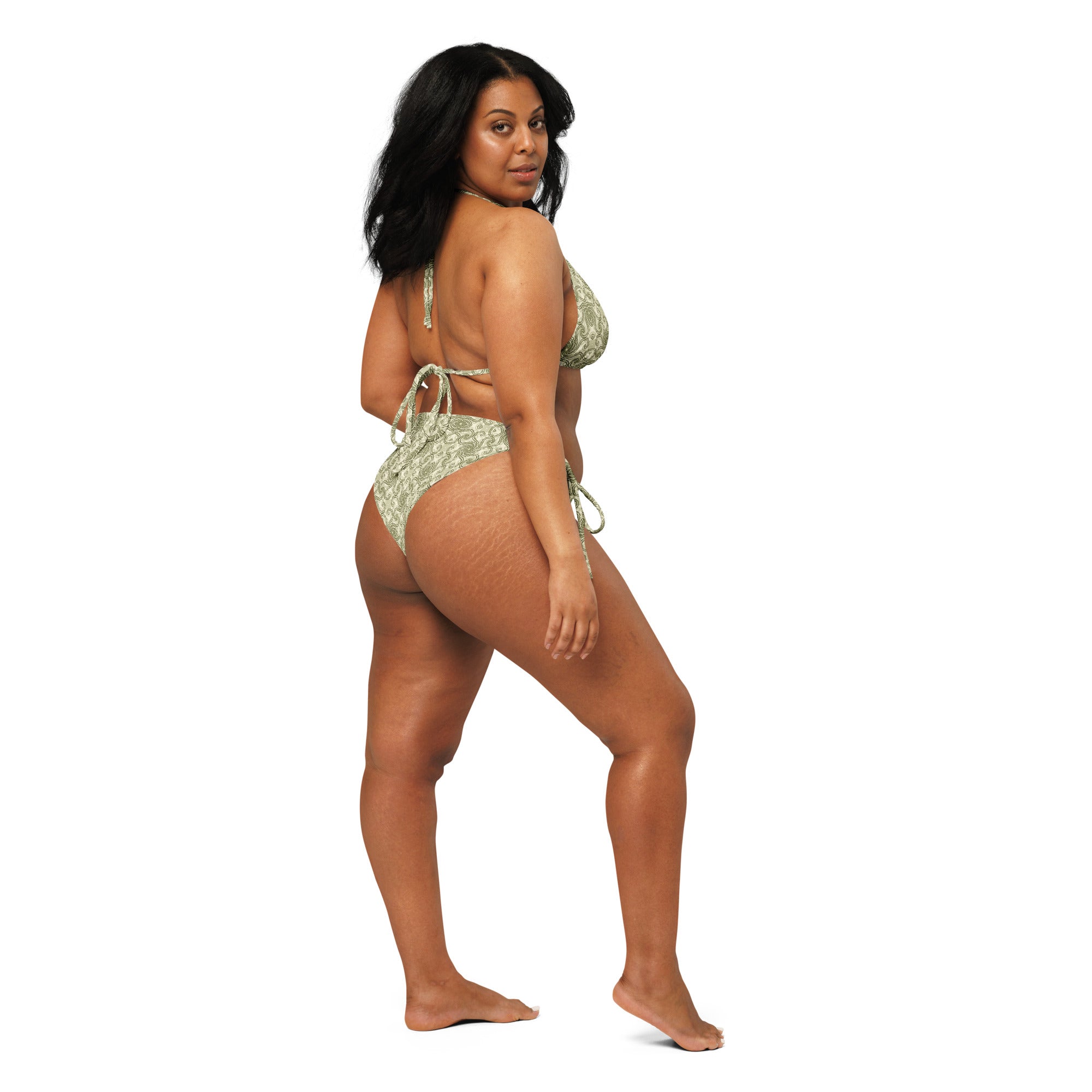 Light pattern All-over print string bikini